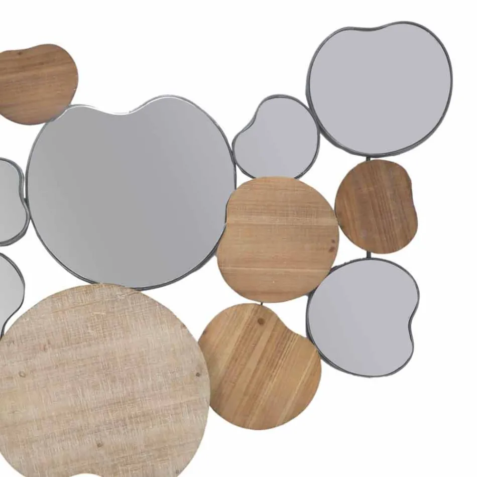 Nowoczesne lustro ścienne z drewna i żelaza - Ortensio Viadurini
