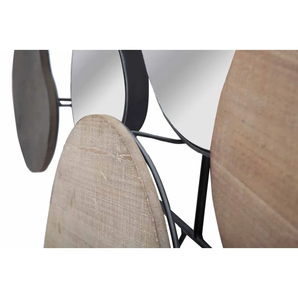 Nowoczesne lustro ścienne z drewna i żelaza - Ortensio Viadurini