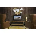 Nowoczesne lustro ścienne z drewna i żelaza - Ortensio Viadurini