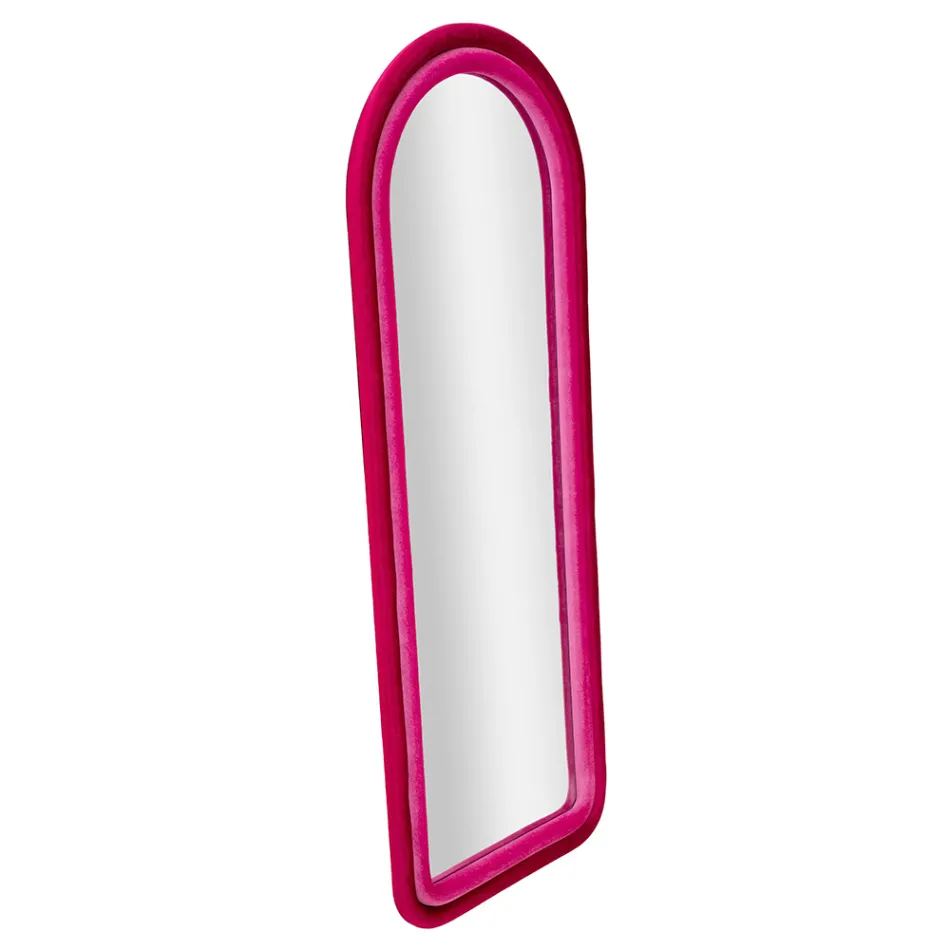 Lustro ścienne z MDF pokryte aksamitem z łukowatym blatem - Jessica Viadurini