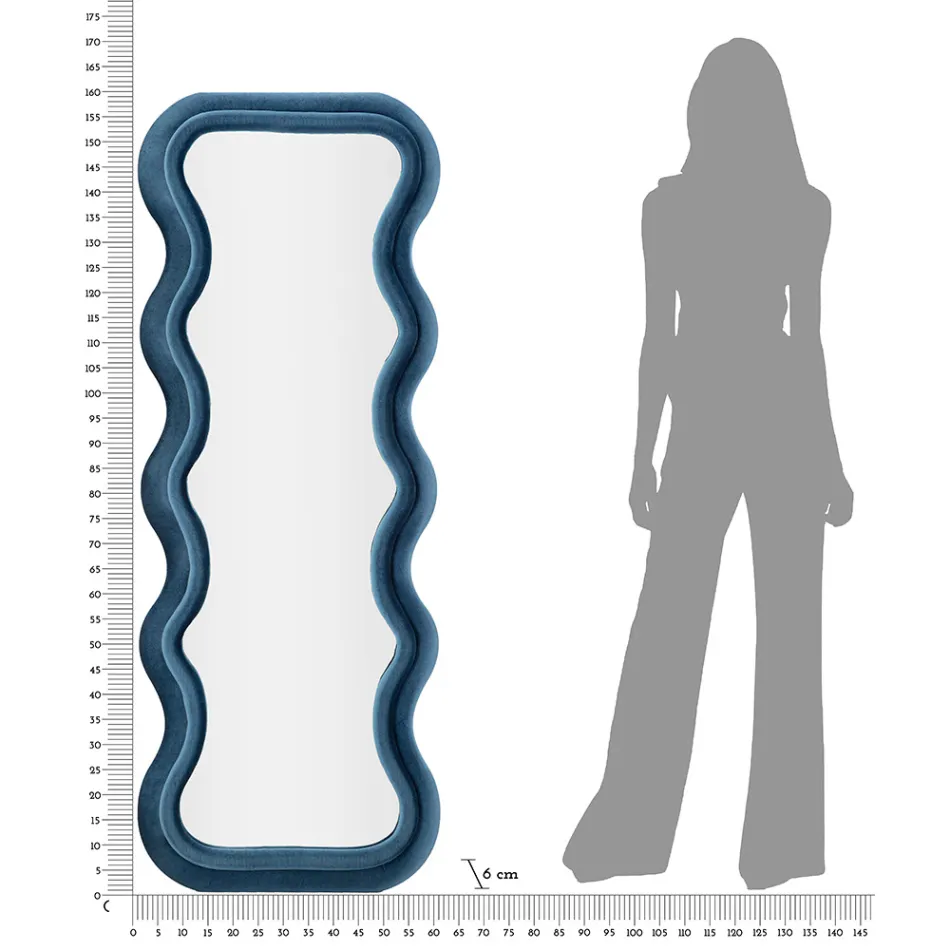 Lustro ścienne z płyty MDF pokrytej aksamitem z falistymi liniami - Sheldon Viadurini