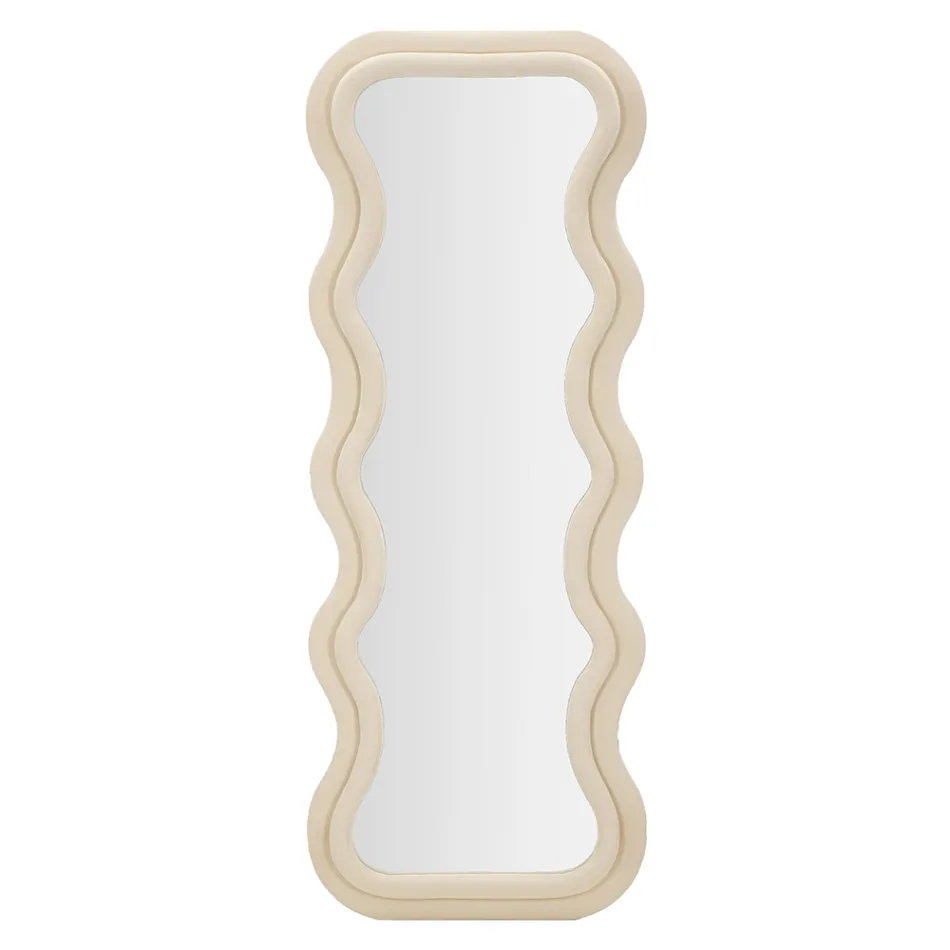 Lustro ścienne z płyty MDF pokrytej aksamitem z falistymi liniami - Sheldon Viadurini