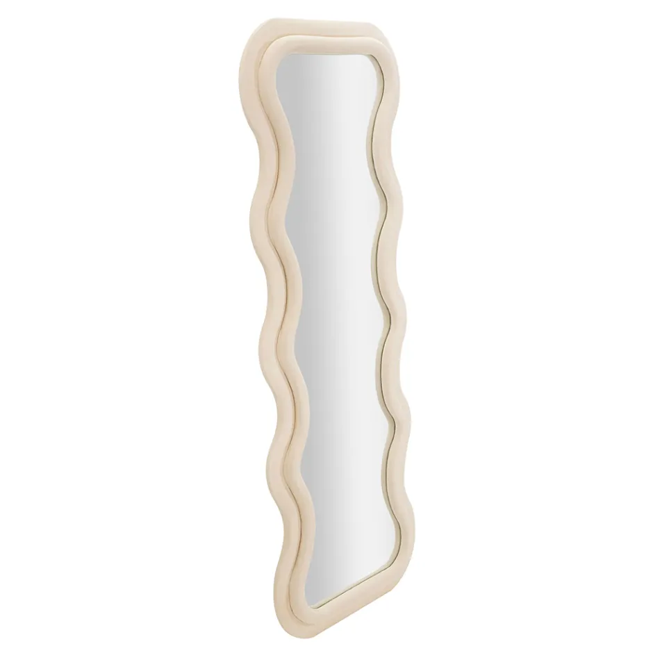 Lustro ścienne z płyty MDF pokrytej aksamitem z falistymi liniami - Sheldon Viadurini