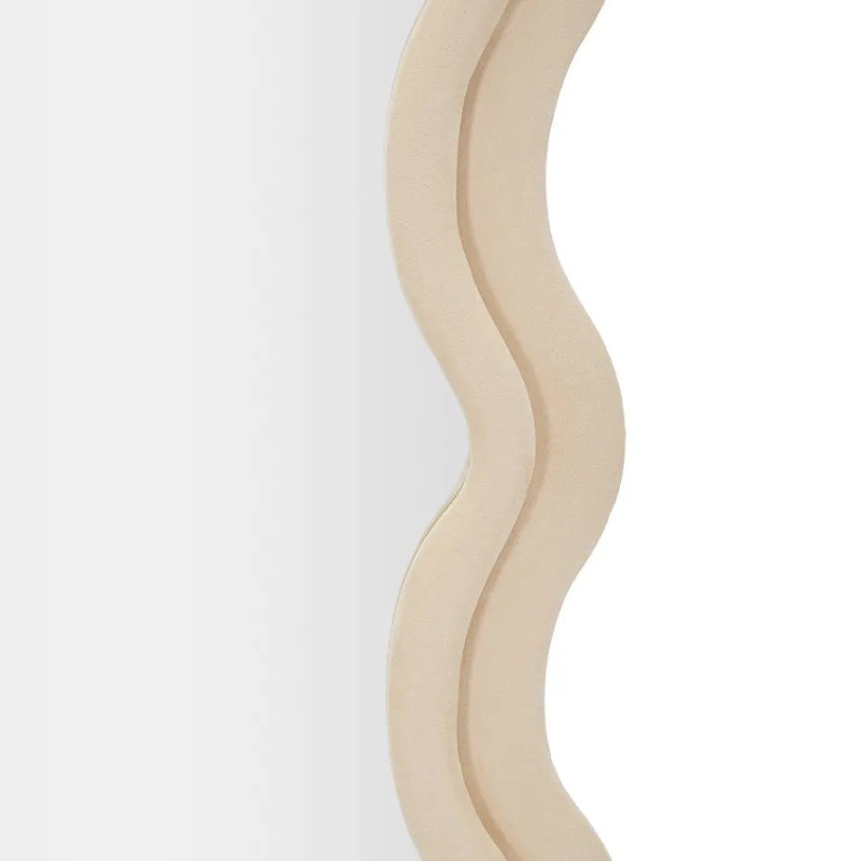 Lustro ścienne z płyty MDF pokrytej aksamitem z falistymi liniami - Sheldon Viadurini