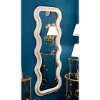 Lustro ścienne z płyty MDF pokrytej aksamitem z falistymi liniami - Sheldon Viadurini