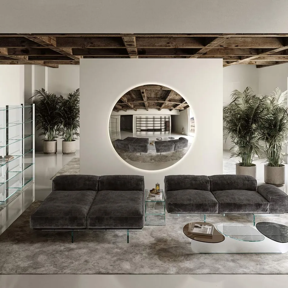 Lustro ścienne z zakrzywionego wypukłego szkła w różnych wykończeniach - jasne Viadurini