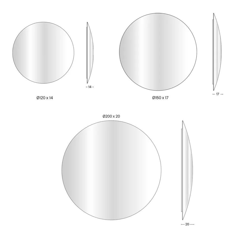 Lustro ścienne z zakrzywionego wypukłego szkła w różnych wykończeniach - jasne Viadurini