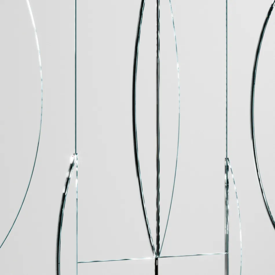 Modułowe lustro ścienne z drewnianą konstrukcją Made in Italy - Saetta Viadurini