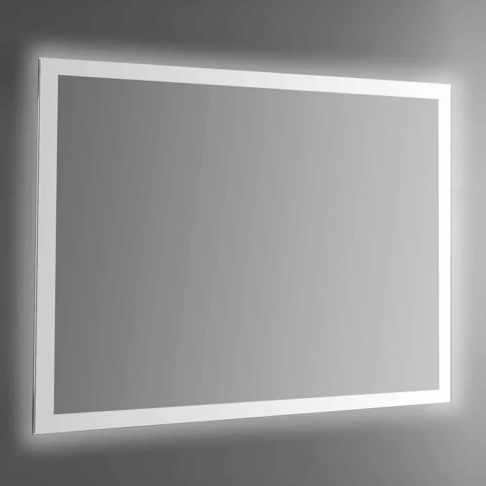 Podświetlane lustro ścienne z piaskowaną ramą Made in Italy - Edigio Viadurini