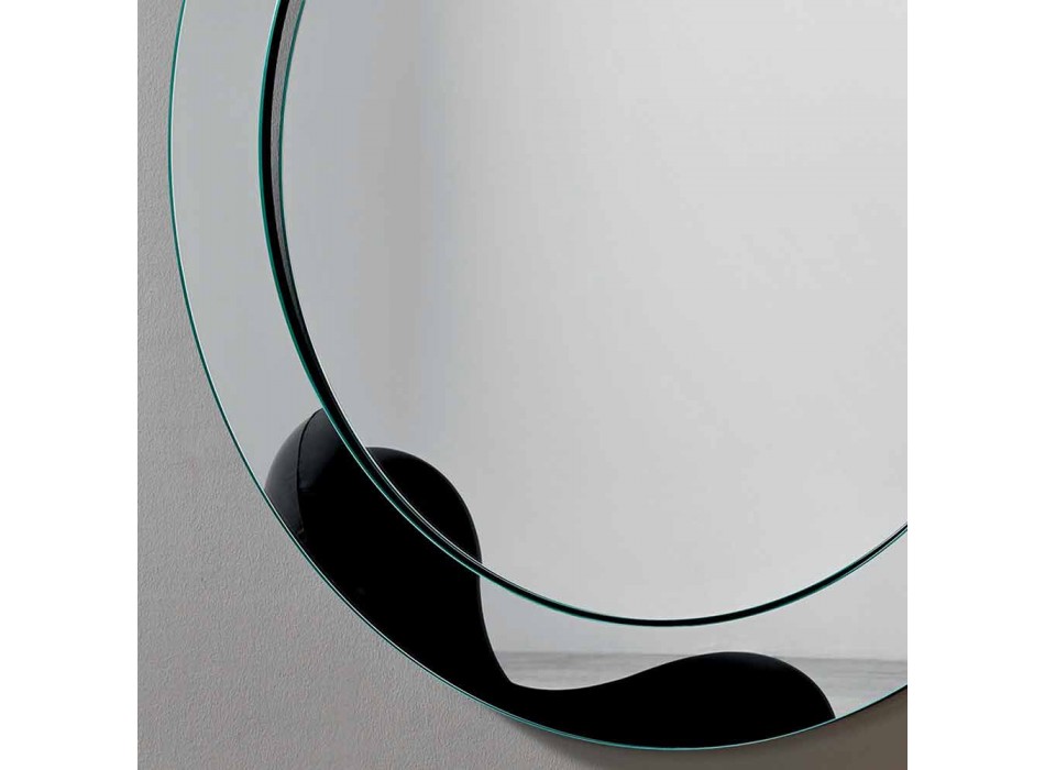 Okrągłe lustro ścienne z pochyłą ramą Made in Italy - Salamina Viadurini