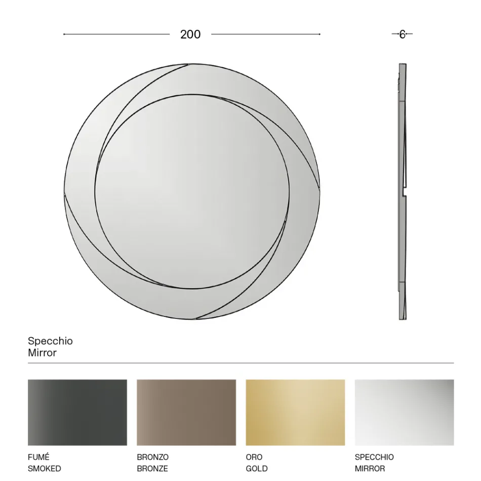 Okrągłe lustro ścienne z drewnianą konstrukcją Made in Italy - Navona Viadurini