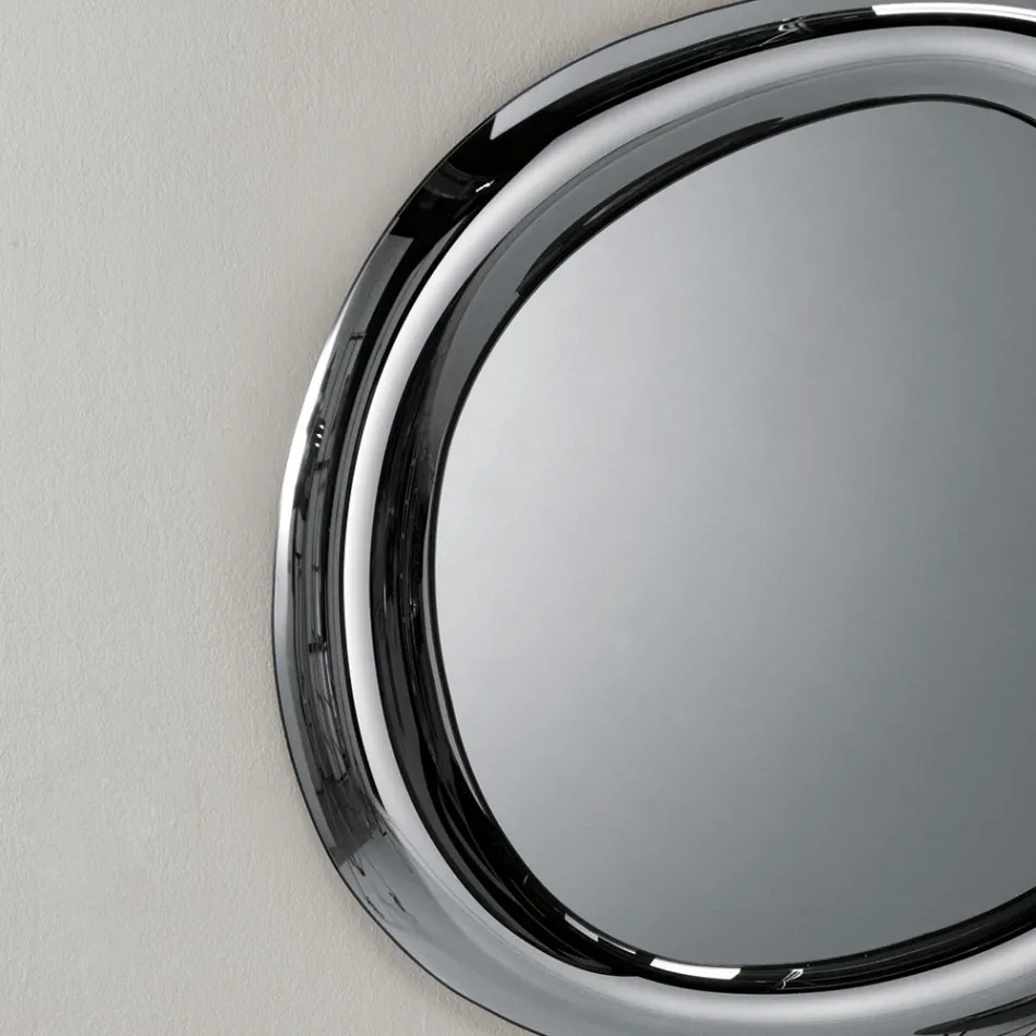 Lustro ścienne w kształcie litery L z zakrzywioną ramą, wyprodukowane we Włoszech - Babila Viadurini