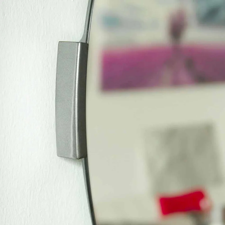 Nowoczesne okrągłe lustro ścienne na wsporniku z ramą - Odosso Viadurini