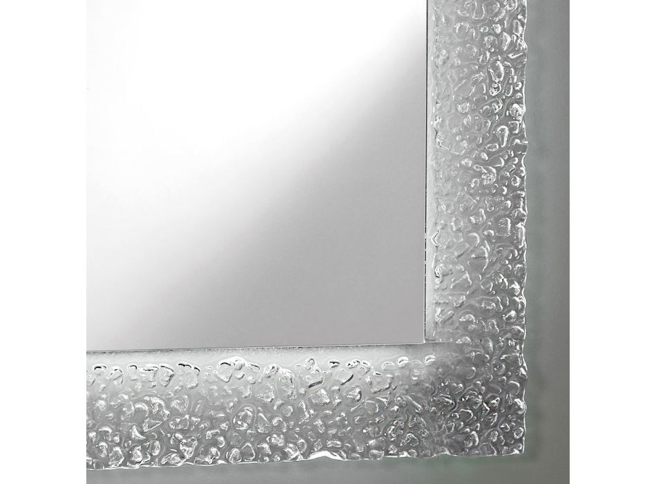 Dekoracyjne lustro ścienne ze szklaną ramą i luksusowym oświetleniem LED - Attimo Viadurini