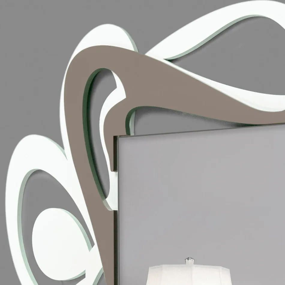 Duże dekoracyjne lustro ścienne o nowoczesnym designie w kolorze białym i kakao - Bocchio Viadurini