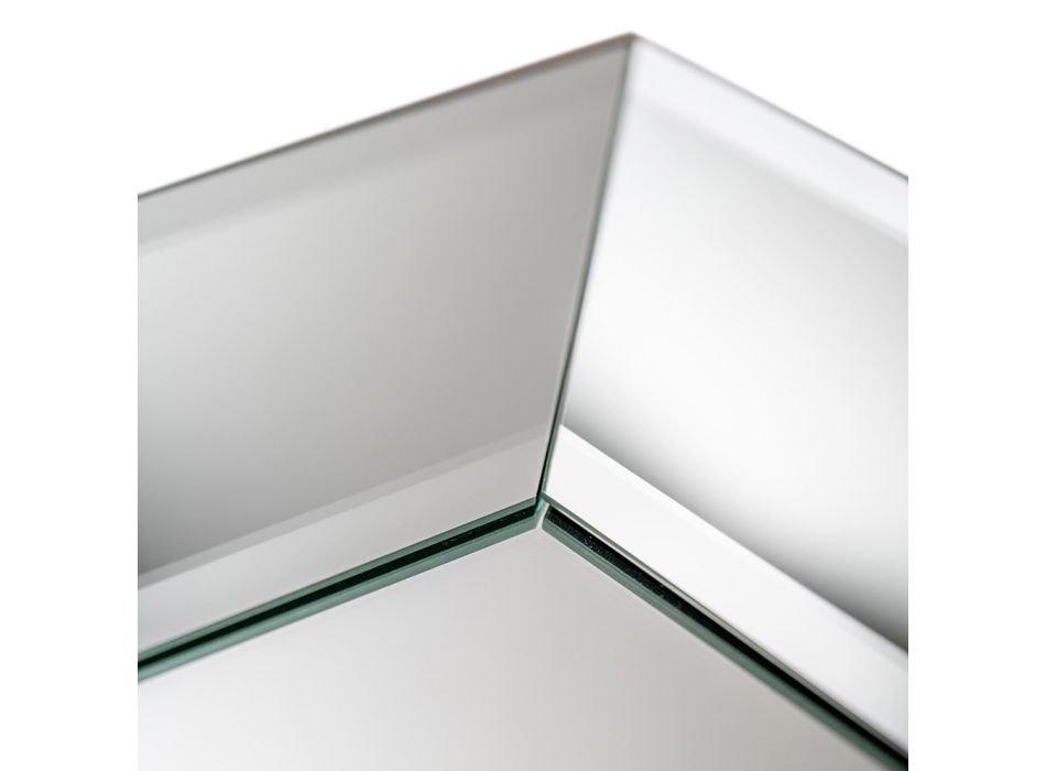 Prostokątne dekoracyjne lustro ścienne ze szklaną ramą - diament Viadurini
