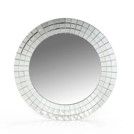 Dekoracyjne okrągłe lustro ścienne z ramą ze szklaną mozaiką - fioletowe Viadurini