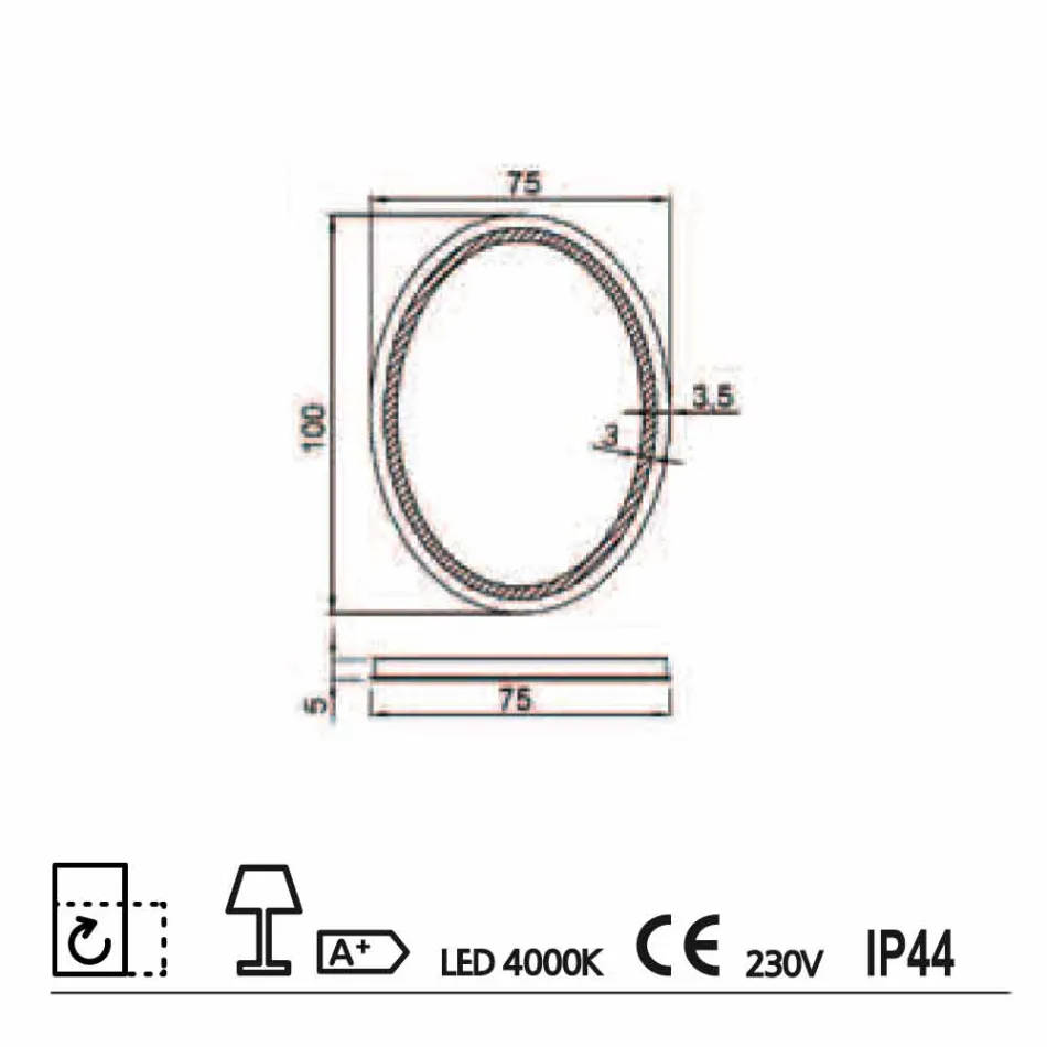Nowoczesny design lustra z oświetleniem LED Pura Viadurini