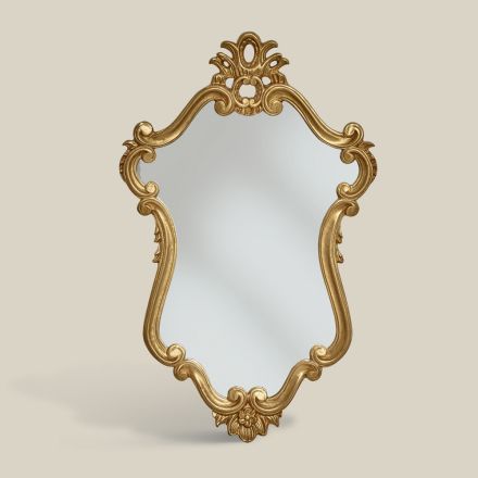 Lustro w luksusowym kształcie ze złotą ramą w kształcie liścia Made in Italy - Precious Viadurini