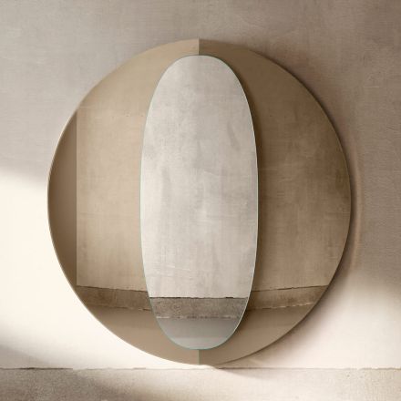 Lustro drewniane Bristol Modern Design z podwójnym panelem, wyprodukowane we Włoszech Viadurini