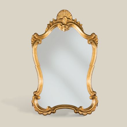 Klasyczne lustro ze złotymi liśćmi z kształtowaną ramą Made in Italy - Precious Viadurini