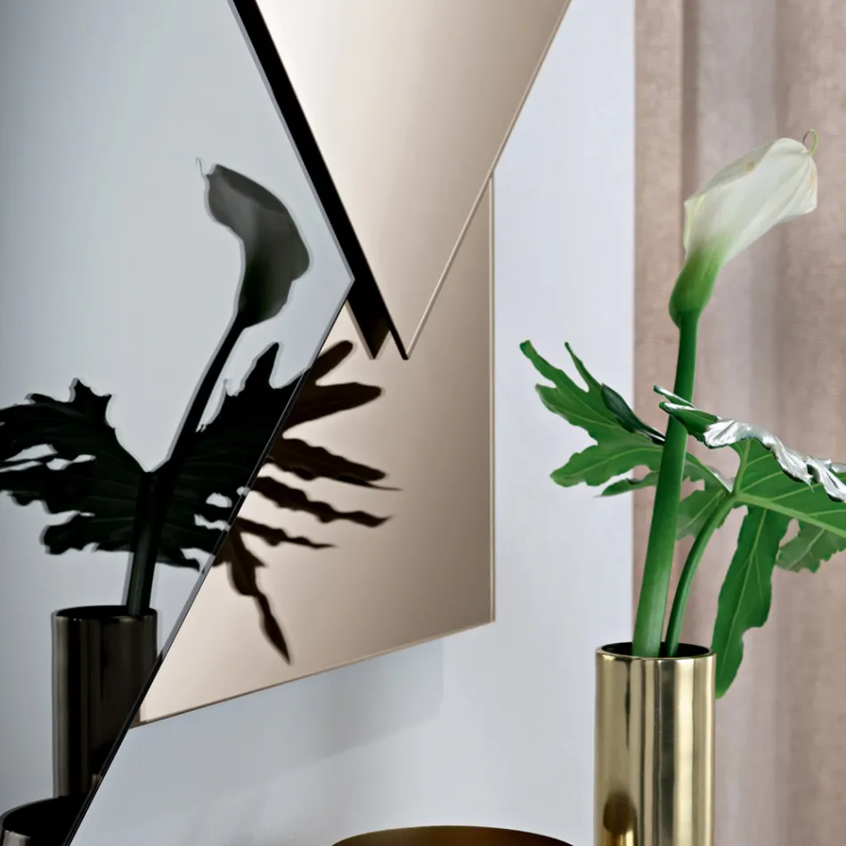 Lustro wykonane z 3 nakładających się na siebie płyt, 2 brązowych i 1 przydymionej - Armida Viadurini