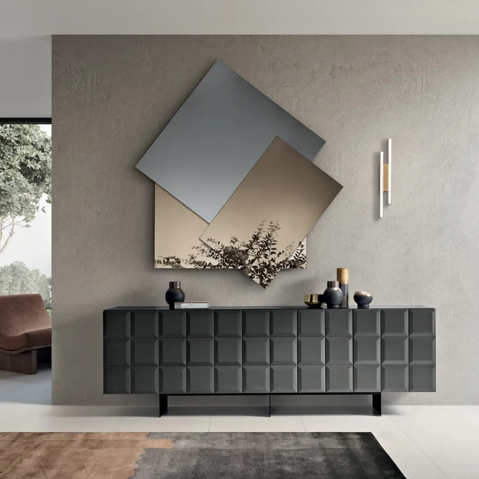 Lustro wykonane z 3 nakładających się na siebie płyt, 2 brązowych i 1 przydymionej - Armida Viadurini