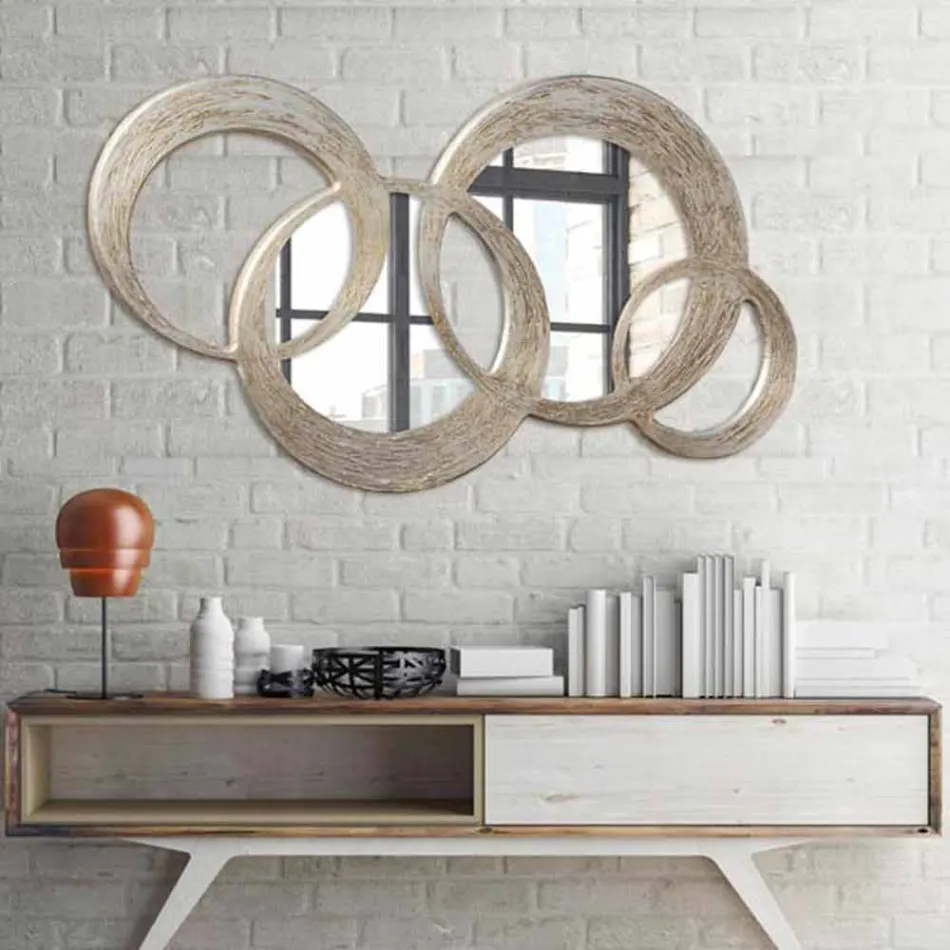 Lustro MDF w kolorze srebrnym liści obróbki materiału Ball Viadurini