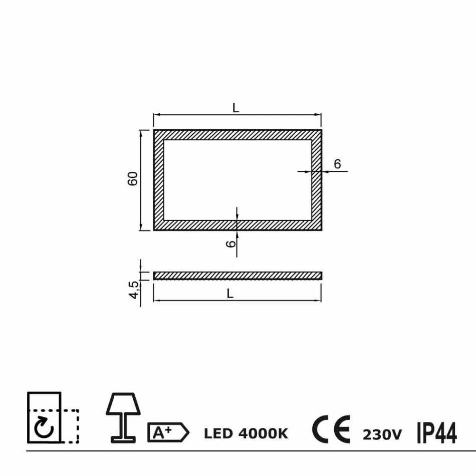 Nowoczesne lustro z matowymi krawędziami szkła, oświetlenie LED, Ady Viadurini