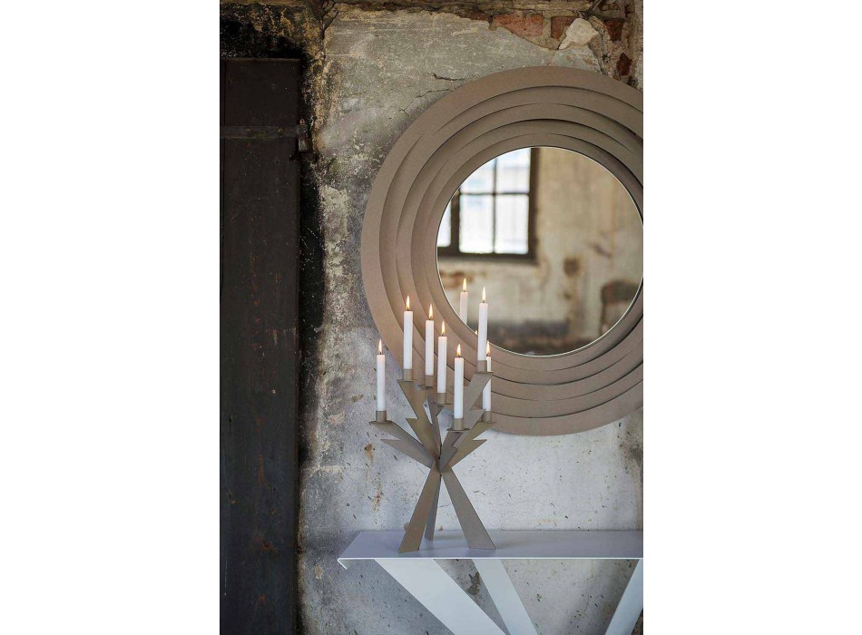 Nowoczesne okrągłe lustro ścienne z kolorowego żelaza Made in Italy - Oregano Viadurini