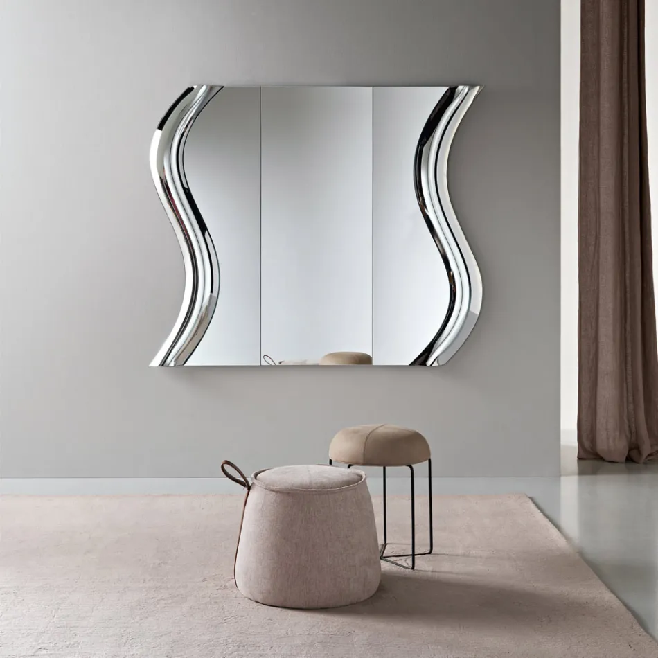 Lustro modułowe z wkładką ze szkła topionego Made in Italy - Sorya Viadurini