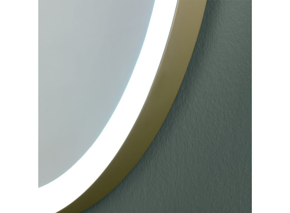 Owalne lustro z metalową ramą i światłami Made in Italy - Mozart Viadurini