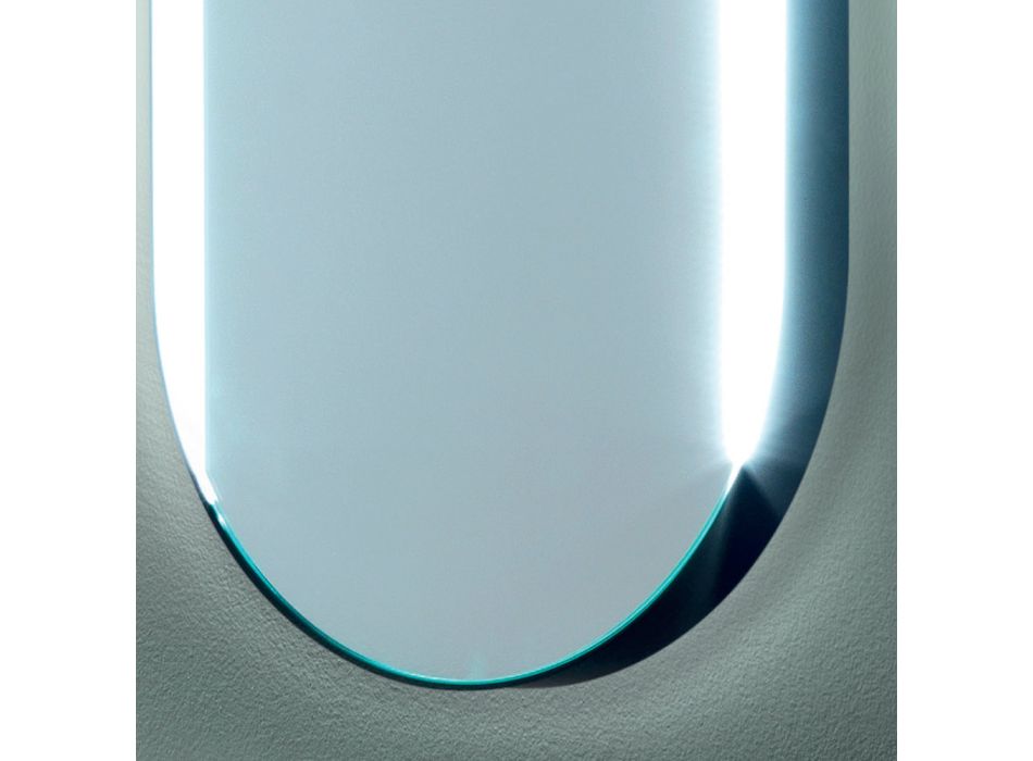 Owalne lustro łazienkowe z bocznymi światłami Made in Italy - Albert Viadurini