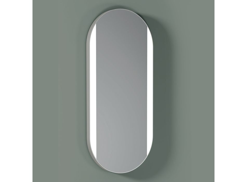 Owalne lustro łazienkowe z bocznymi światłami Made in Italy - Albert Viadurini