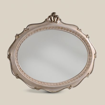Owalne lustro w stylu klasycznym z białego drewna Made in Italy - Florencja Viadurini