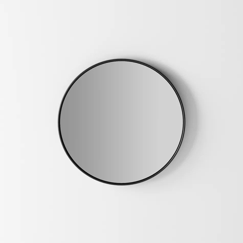 Podświetlane lustro ścienne z czarną ramą Made in Italy - Riflessi Viadurini