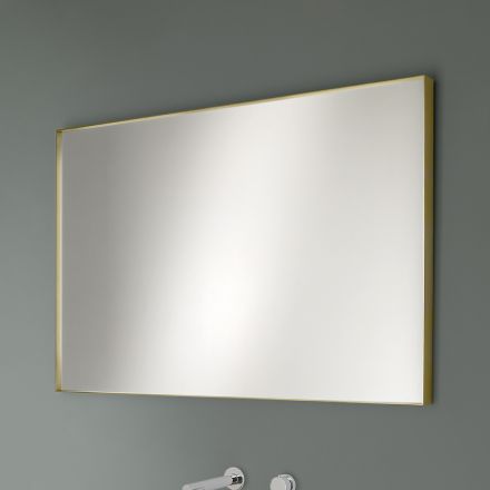 Prostokątne lustro ścienne z brązową, czarną, platynową lub miedzianą ramą - Renga Viadurini