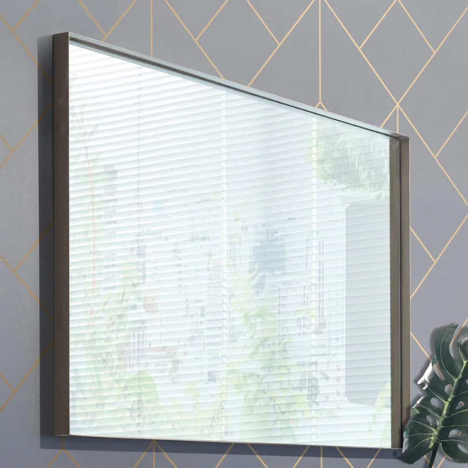 Prostokątne lustro ścienne z brązową, czarną, platynową lub miedzianą ramą - Renga Viadurini