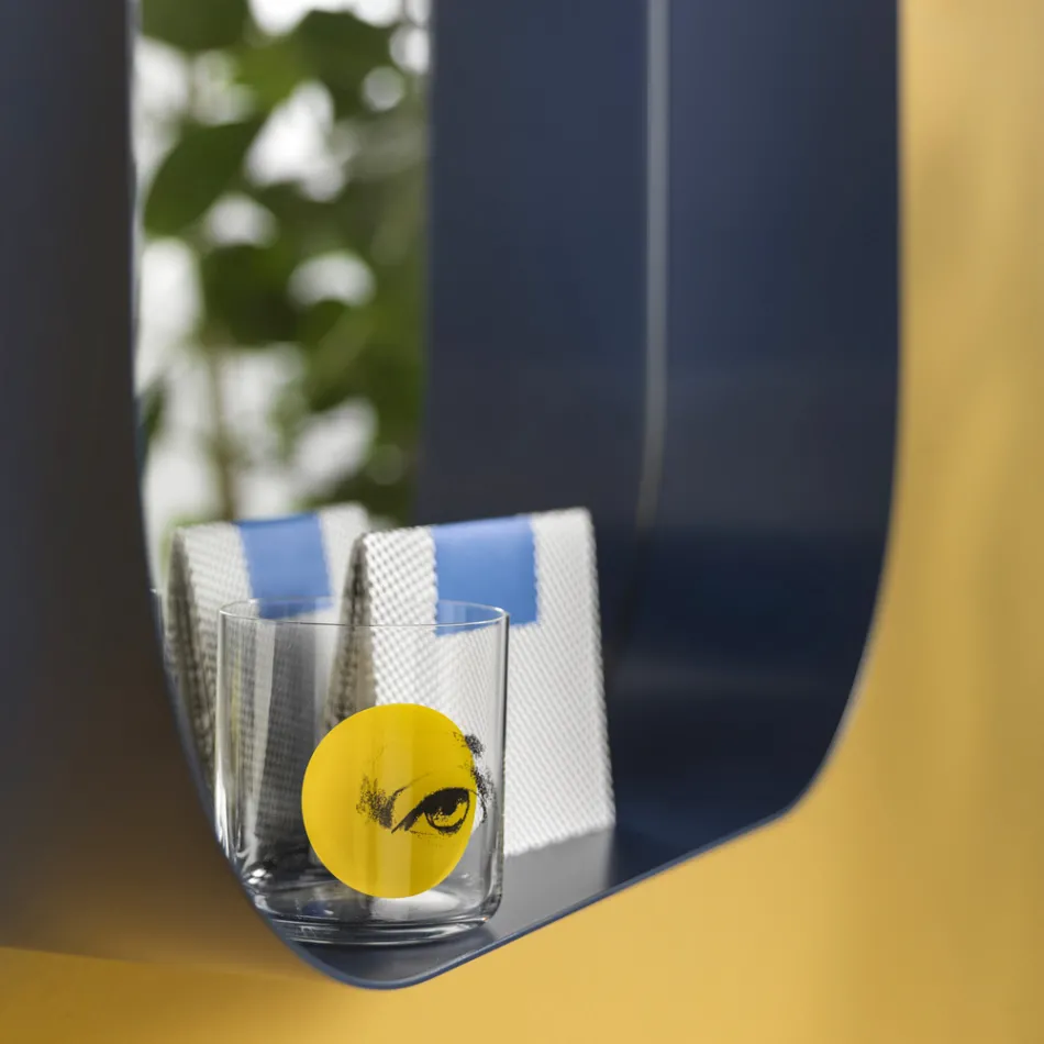 Zaokrąglone prostokątne lustro, metalowa rama Made in Italy - Alexandra Viadurini