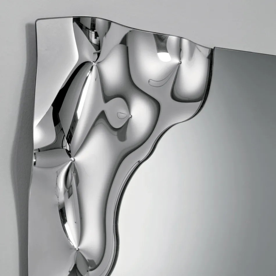 Prostokątne lustro z narożnikiem ze szkła topionego, wyprodukowane we Włoszech - Adelinda Viadurini