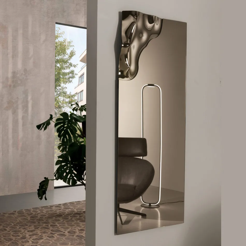 Prostokątne lustro z narożnikiem ze szkła topionego, wyprodukowane we Włoszech - Adelinda Viadurini