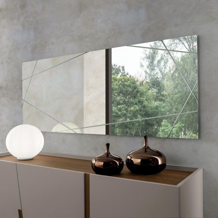 Prostokątne lustro z grawerunkiem laserowym Wyprodukowano we Włoszech - Alberta Viadurini