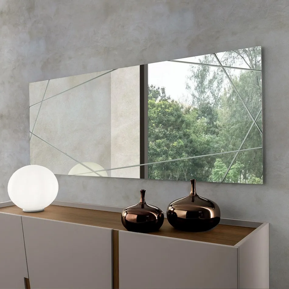 Prostokątne lustro z grawerunkiem laserowym Wyprodukowano we Włoszech - Alberta Viadurini