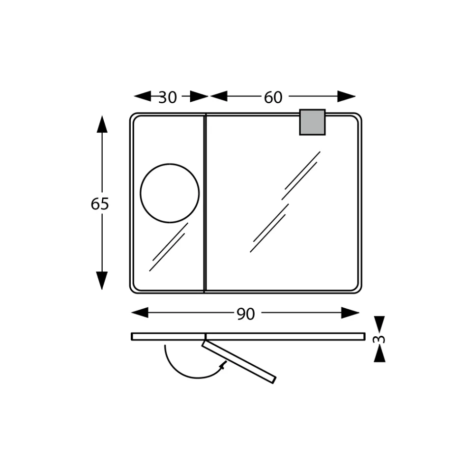 Prostokątne drewniane lustro i lustro powiększające Made in Italy - Curie Viadurini