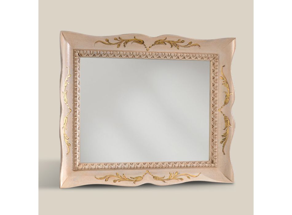 Prostokątne lustro z białego drewna w klasycznym stylu Made in Italy - Florencja Viadurini