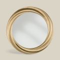 Okrągłe lustro z luksusową złotą drewnianą ramą Made in Italy - Adelin