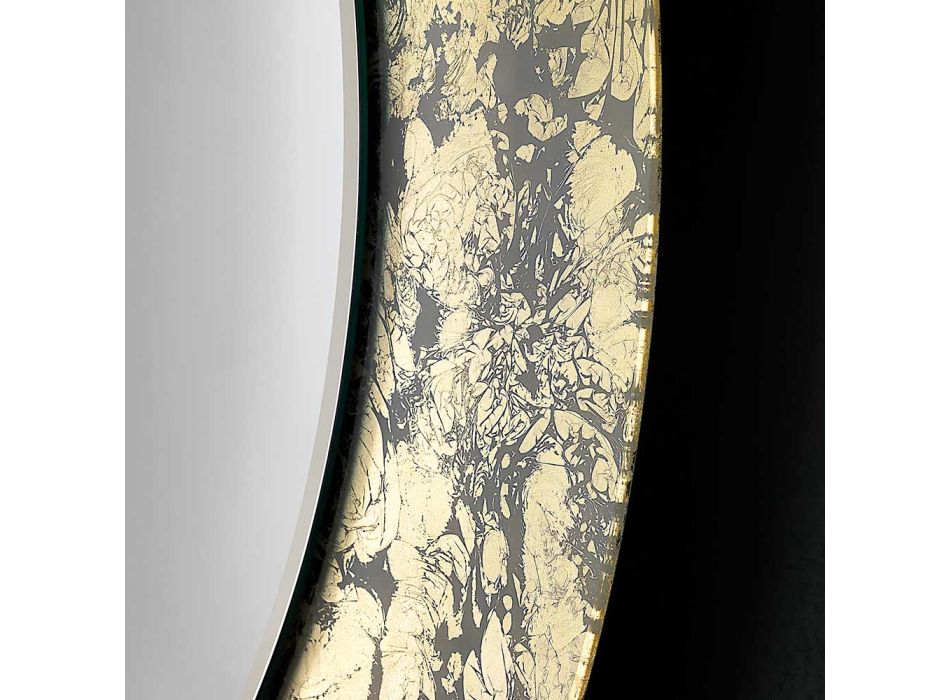 Okrągłe lustro z dekorowaną szklaną ramą Made in Italy - Alisso Viadurini