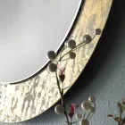 Okrągłe lustro z dekorowaną szklaną ramą Made in Italy - Alisso Viadurini