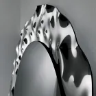 Okrągłe lustro z falistą szklaną ramą, wyprodukowane we Włoszech - Adelma Viadurini