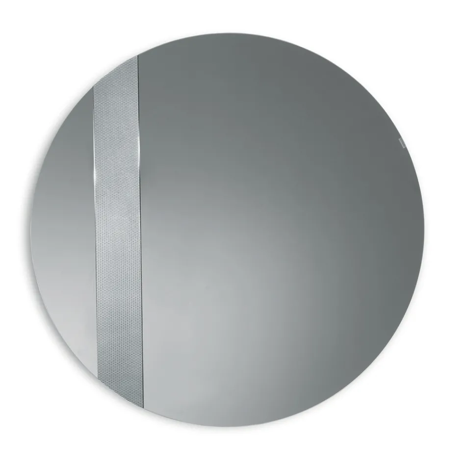 Okrągłe lustro z wstawką z siatki, wyprodukowane we Włoszech - Brigitta Viadurini